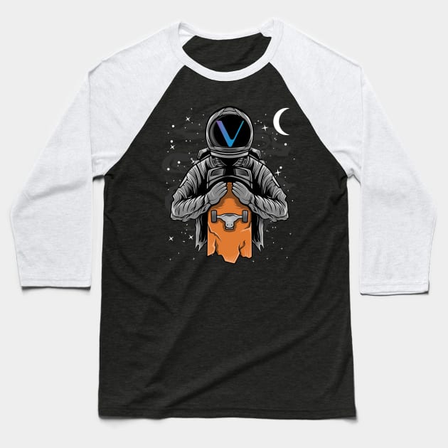 Astronaut Skate Vechain Crypto VET Coin To The Moon Token Cryptocurrency Wallet Birthday Gift For Men Women Kids Baseball T-Shirt by Thingking About